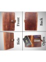 Genuine Leather Passport Cover RFID Blocking Card Holder Brown Travel Wallet